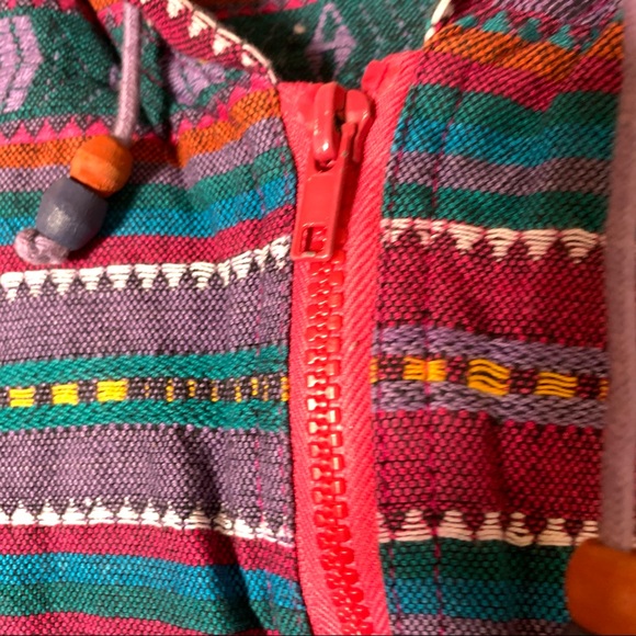 62 East cotton skater girl Aztec pattern pink purple teal crop hooded vest sz M - Picture 5 of 11